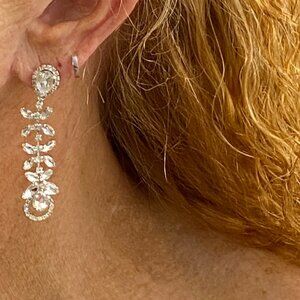 Dazzling Rhinestone Leaves and Oval drop post earrings Cezanne Dillards Jewelry